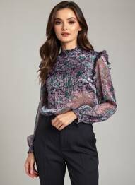 Blouse imprimé fantaisie manches longues violet B.YOUNG femme