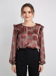 Blouse imprimé fantaisie manches longues rouge GEISHA femme