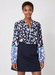 Blouse imprimé fantaisie manches longues bleu CECIL femme