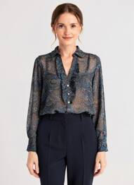 Blouse légère et transparente manches longues noir LA FIANCÉE femme