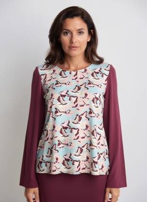 Top imprimé fantaisie manches longues bleu LA FIANCÉE femme
