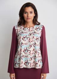 Top imprimé fantaisie manches longues bleu LA FIANCÉE femme