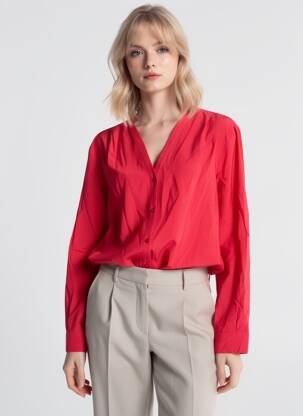 Chemisier coupe droite manches longues rouge B.YOUNG femme