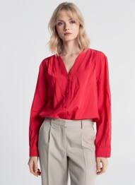 Chemisier coupe droite manches longues rouge B.YOUNG femme