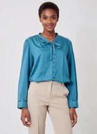 Chemisier coupe droite manches longues bleu clair AGATHE & LOUISE femme
