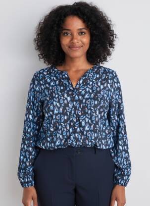 Top imprimé fantaisie manches longues bleu CECIL femme