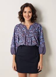 Blouse imprimé fantaisie manches 3/4 bleu CECIL femme
