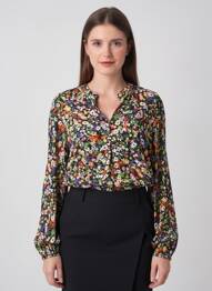 Blouse imprimé fleurs manches longues noir B.YOUNG femme