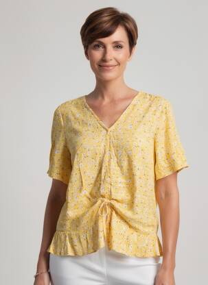 Top imprimé fantaisie manches courtes jaune JENSEN femme
