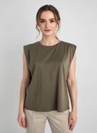 Top coupe cintrée sans manche vert CULTURE femme