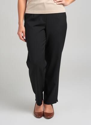 Pantalon droit taille élastique noir POISSONS BLANCS femme