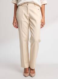 Pantalon droit fermeture zippée sous rabat boutonné beige DIANE LAURY femme