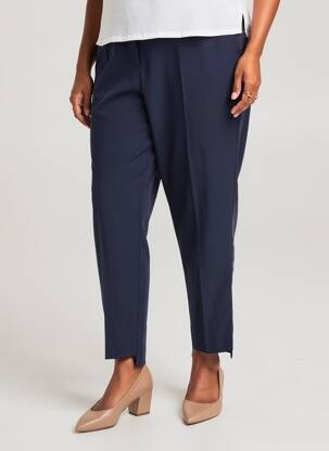 Pantalon 7/8 fermeture zippée sous rabat avec crochet bleu JULIE GUERLANDE femme