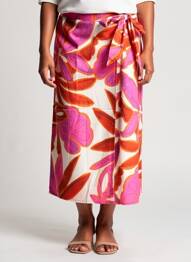 Jupe mi-longue coupe droite violet POISSONS BLANCS femme