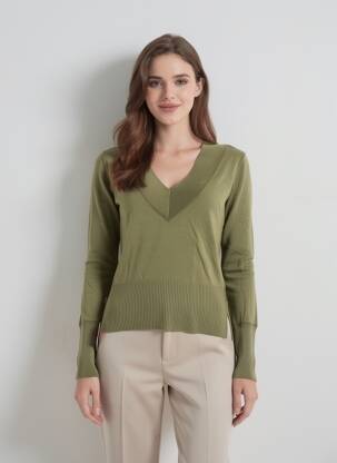 Pull col v manches longues vert LEVI'S femme