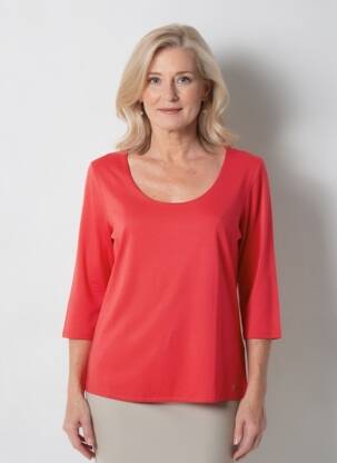 T-shirt manches 3/4 manches 3/4 rouge MARBLE femme