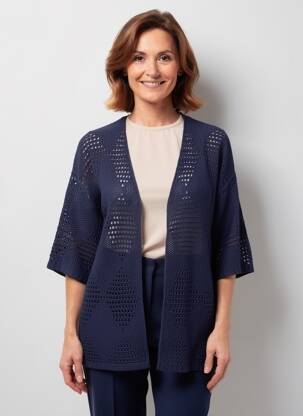 Gilet manches longues manches 3/4 bleu MARBLE femme