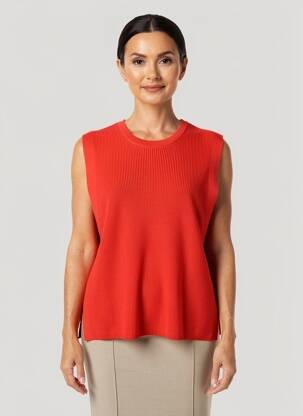 Pull coupe droite manches courtes rouge BETTY BARCLAY femme
