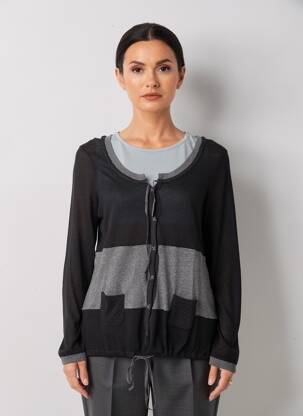 Gilet manches longues col rond noir YERSE femme