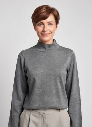 Pull tissage chiné manches longues gris KATMAI femme