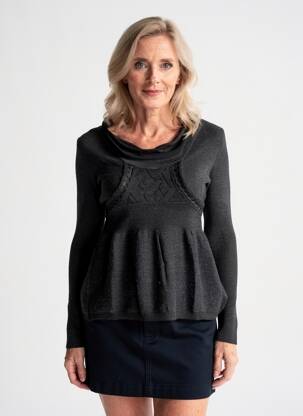 Pull tissage chiné manches longues gris ALDO MARTIN'S femme