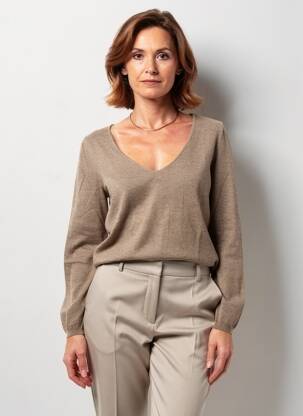 Pull tissage chiné manches longues marron ALDO MARTIN'S femme