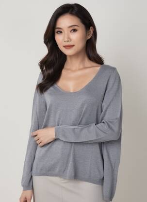 Pull tissage chiné manches longues gris ALDO MARTIN'S femme
