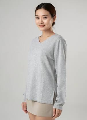 Pull tissage chiné manches longues gris NINATI femme