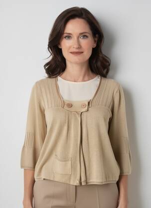 Gilet manches longues manches 3/4 beige SOLOLA femme