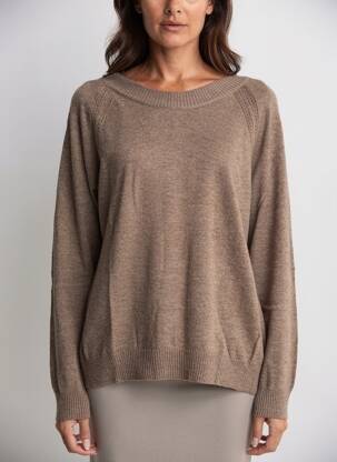 Pull tissage chiné manches longues marron YERSE femme