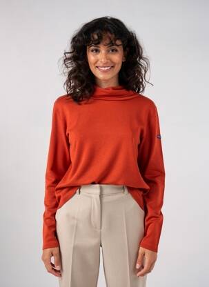 Pull col roulé coupe cintrée manches longues orange LE PETIT BAIGNEUR femme