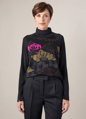 Pull col roulé coupe ajustée manches longues noir ALDO MARTIN'S femme