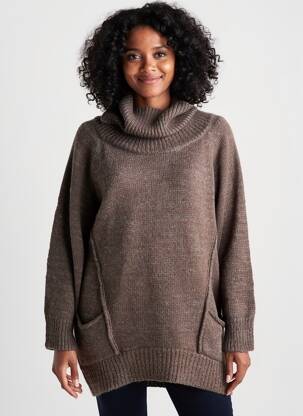 Pull tunique stretch manches longues vert YERSE femme