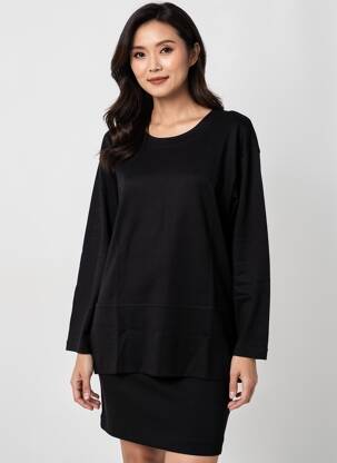 Pull tunique stretch manches longues noir KATMAI femme
