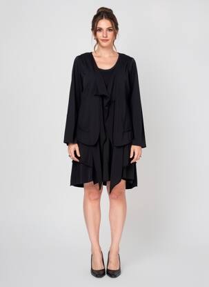 Robe courte manches longues manches longues noir YERSE femme