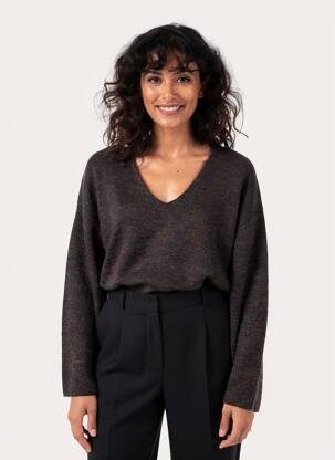 Pull coupe droite manches longues noir YUKA femme