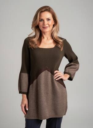 Pull tunique manches longues manches longues marron ALDO MARTIN'S femme