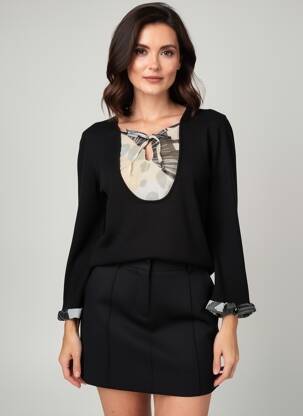 Pull coupe cintrée manches longues noir INFINITIF femme
