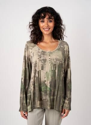 T-shirt imprimé fantaisie manches longues vert YERSE femme