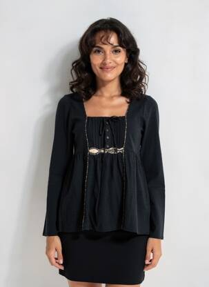 T-shirt manches longues manches longues noir YERSE femme