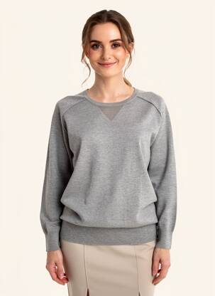 Pull coupe droite manches 3/4 gris YERSE femme