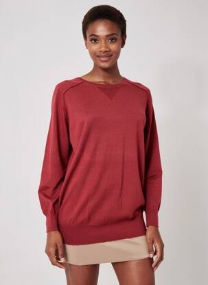 Pull coupe droite manches 3/4 rouge YERSE femme