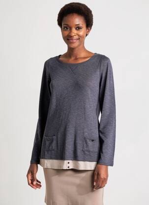 Pull coupe cintrée manches longues bleu YERSE femme