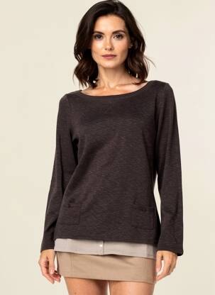 Pull coupe cintrée manches longues gris YERSE femme