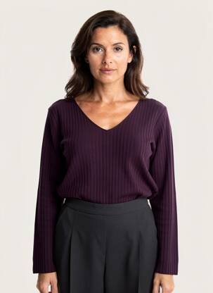 Pull coupe cintrée manches longues violet TERA BORA femme