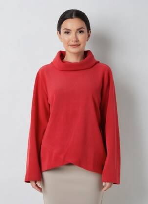 Pull coupe droite manches longues rouge REBELLE BY PASTUNETTE femme