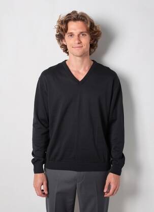 Pull col v manches longues noir LOUIS VICTOR homme