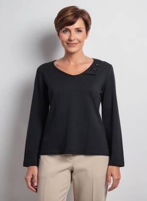 Pull coupe cintrée manches longues noir 20/20 femme
