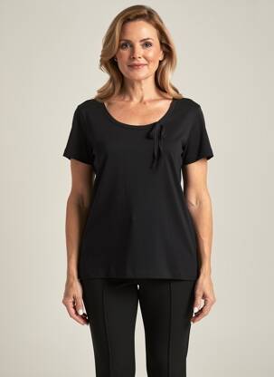 T-shirt coupe cintrée manches courtes noir 20/20 femme