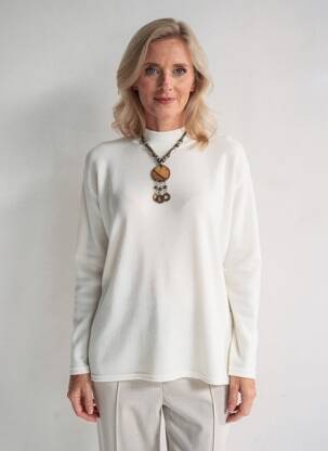 Pull coupe droite manches longues blanc 20/20 femme